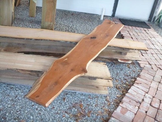 live edge solid cedar hardwood wood slab natural color table