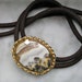 Vintage Bolo Tie Brown Cord with Multi Colored Stone in Faux Gold