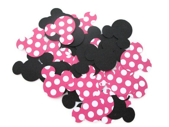 100 piece Minnie Mouse Confetti - Minnie Mouse Birthdays, Minnie, Table Decor, Minnie parties, black and pink Minnie Il_570xn