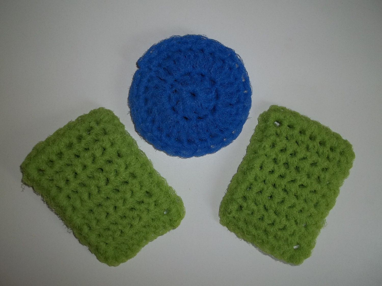 Pot Scrubbers Scrubbies Nylon Net 2 Green Rectangle 1 Round
