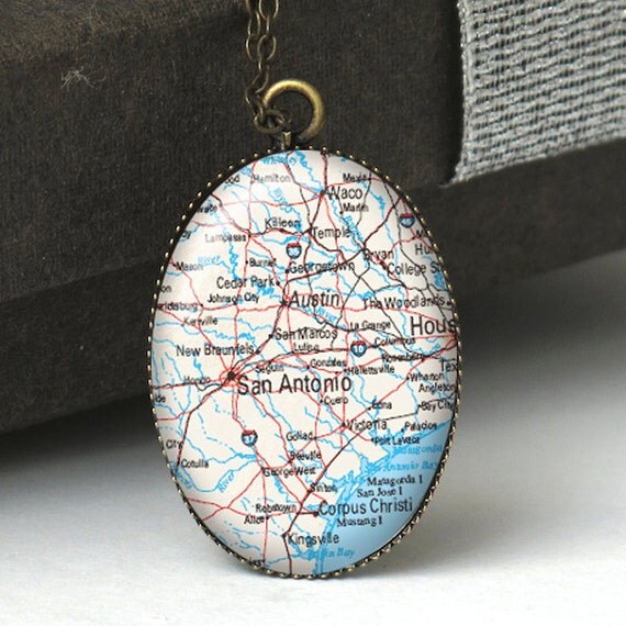 San Antonio Pendant Necklace San Antonio Texas by petiteVanilla