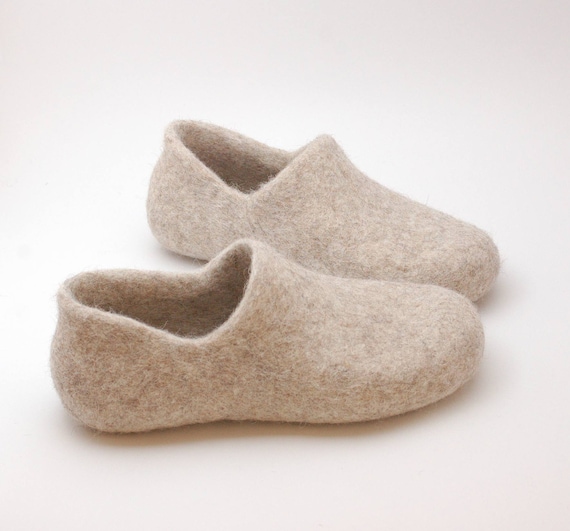 Felted wool clogs just beige organic eco friendly cream