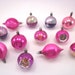 Pink And Purple Vintage Glass Christmas Holiday Ornaments Boxed Set Of Twelve