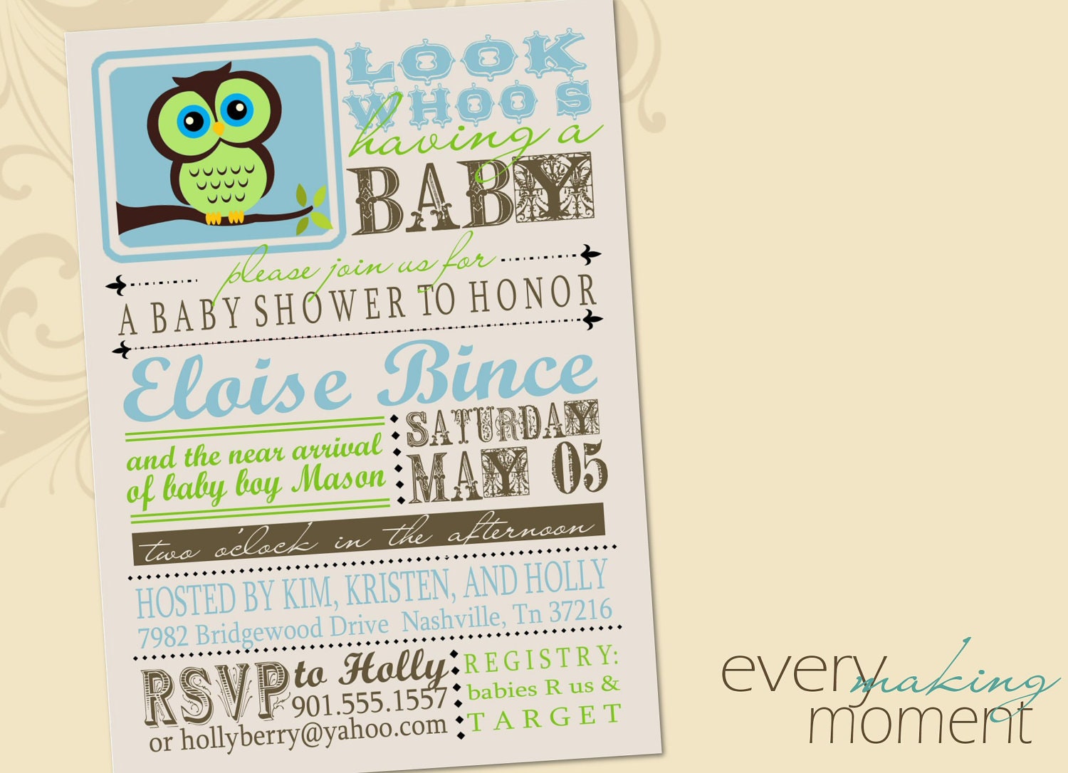 Baby Shower Invitation digital custom by EveryMakingMoment