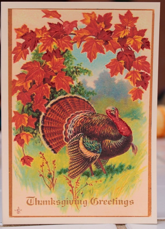 Thanksgiving card with turkey by TheReimaginedPast on Etsy