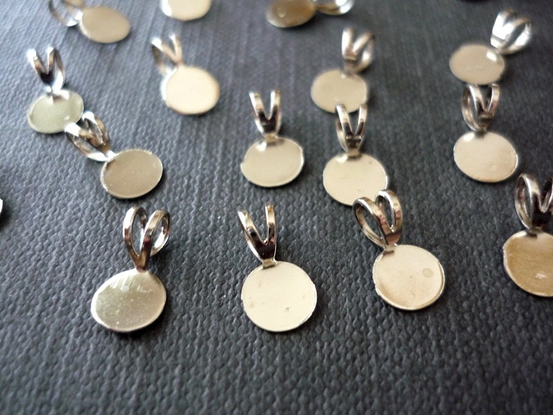 24 pcs Pendant Bails Platinum Tone Glue on Bail by back2beads