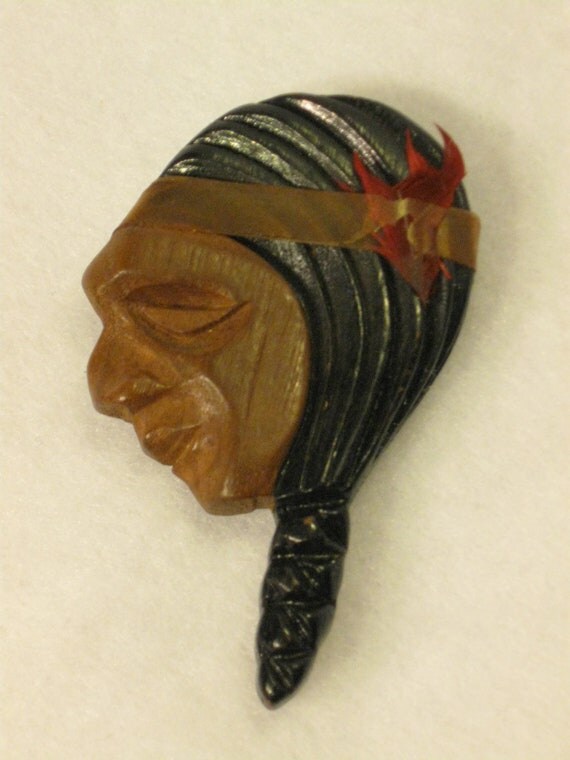 NATIVE AMERICAN INDIAN Hand Carved Wood by thesilversilhouette