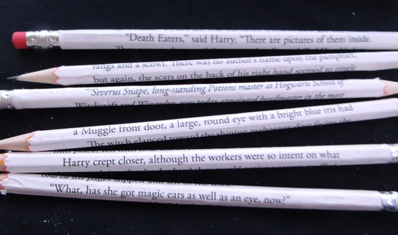Made to order Book Page wrapped pencils