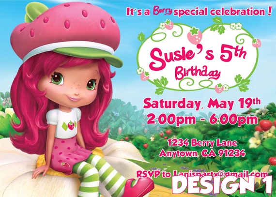 Strawberry Shortcake Invitation - Design 1 - DIY Printable - Digital File