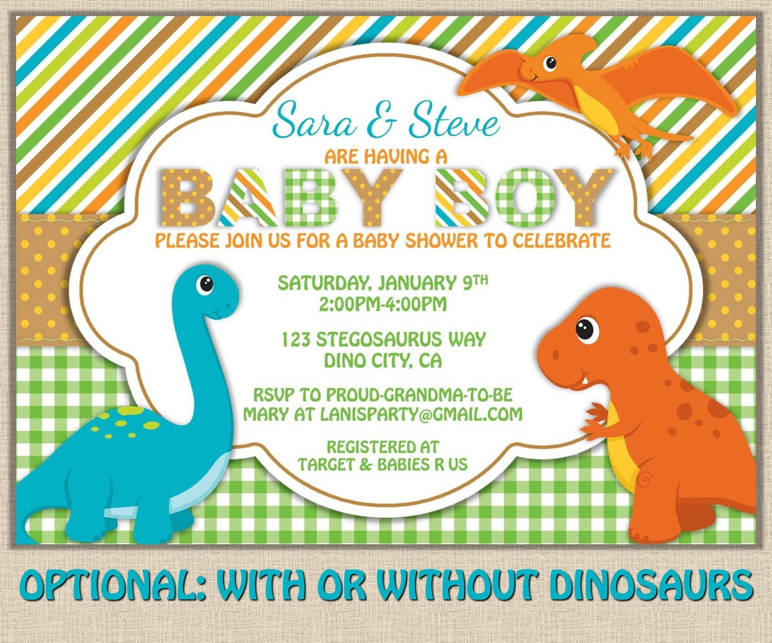 Baby Dinosaur Baby Shower Invitations 7