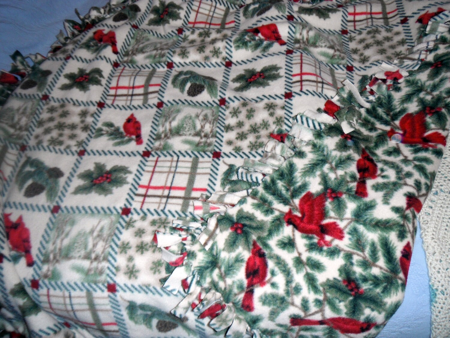 Cardinal fleece blanket by Bobbejo on Etsy