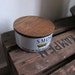 RESERVED--- Mid century Danish ceramic butter jar with wooden lid