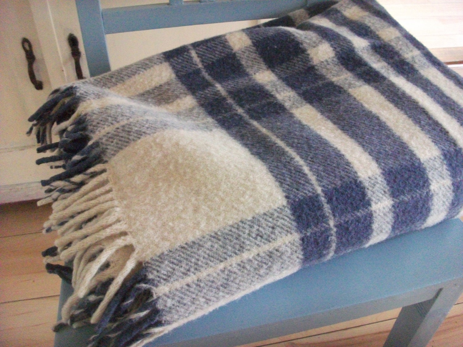 Vintage wool blanket made in Holland woolen blanket