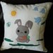 Animal applique Nursery cushion/pillow cover "Cute Bunny with carrot", handmade