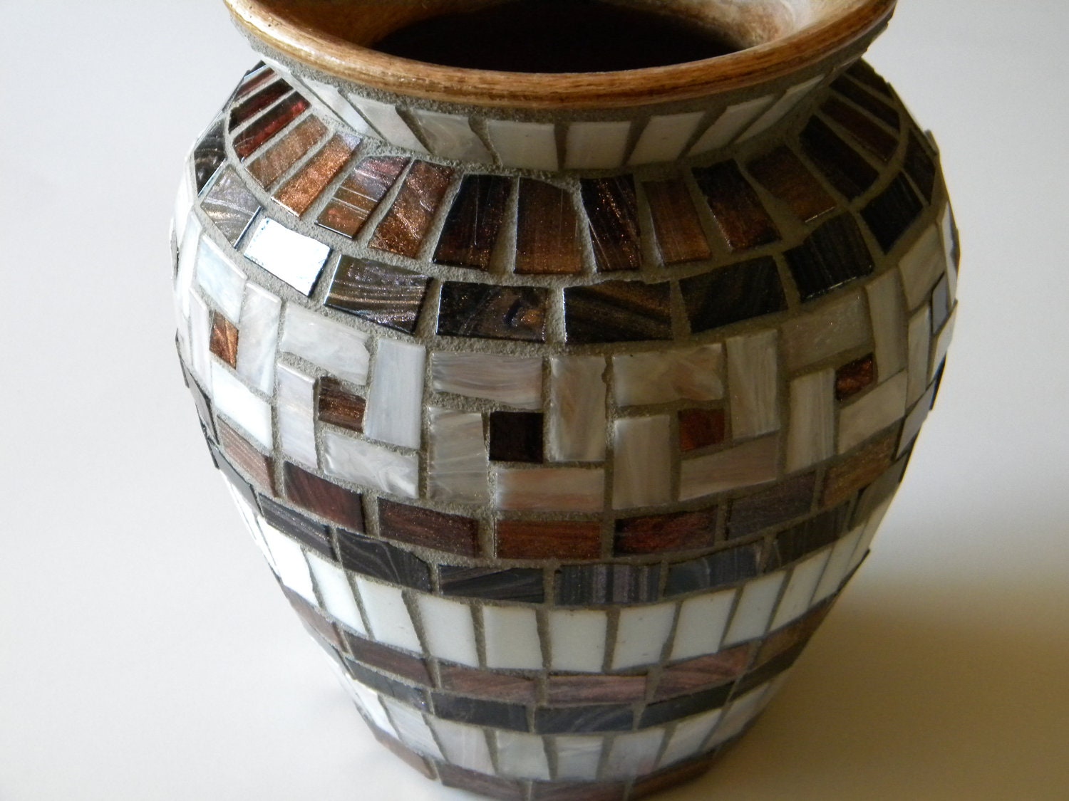 White and Copper Mosaic Vase Classic Vase Home Decor