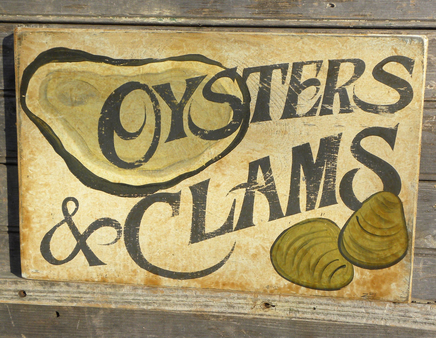 Seafood Oyster & Clams Sign wooden hand painted