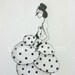 RESERVED Fashion Art Illustration 1950s Polk a Dot Party Dress Decor