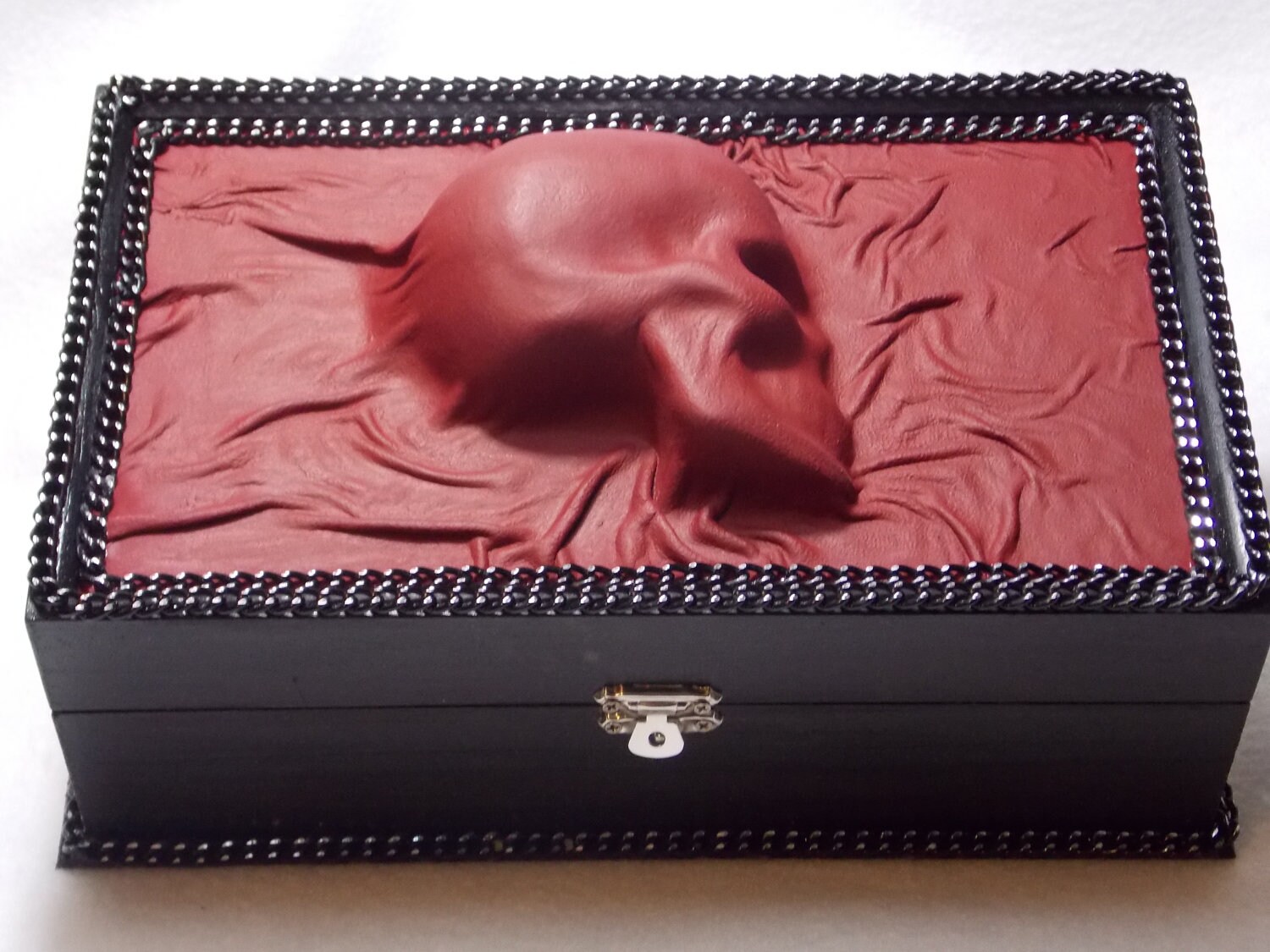Goth Skull Leather Jewelry Box Storage Organizer One of a Kind