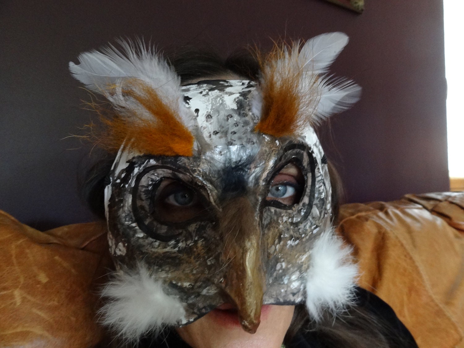 Paper mache papier mache owl mask Owl costume by MiesmesaBerni