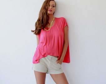Boxy summer coral top , Summer short top 2003