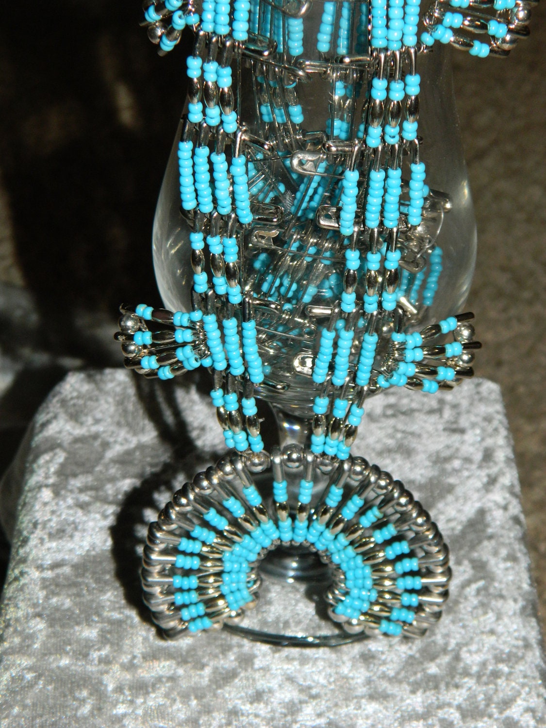 Safety Pin Turquoise Squash Blossom Necklace