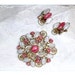 Vintage Brooch/Earring Demi -Pink & White Moonglow Pastel Pretties 1939ag-012312000