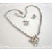 Sherman Signed Rhinestone Pendant Necklace & Earrings Demi Parure Set 1235a-022312000
