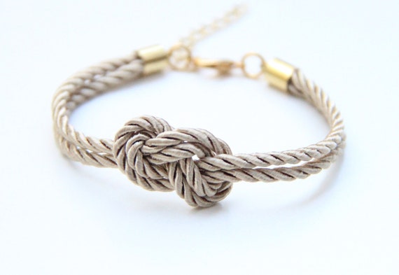 knot  gifts Bracelet Small  Bridesmaid gold plated  bridesmaid gift  Knot  Brown silk bracelet 24k