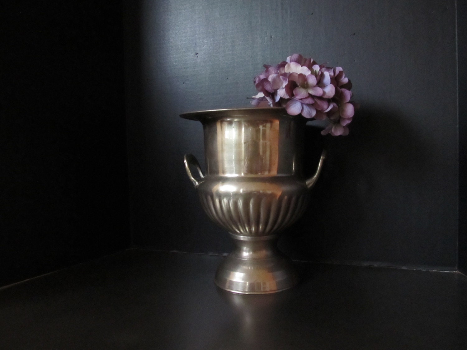 Vintage metal urn vase / champagne bucket // ice bucket