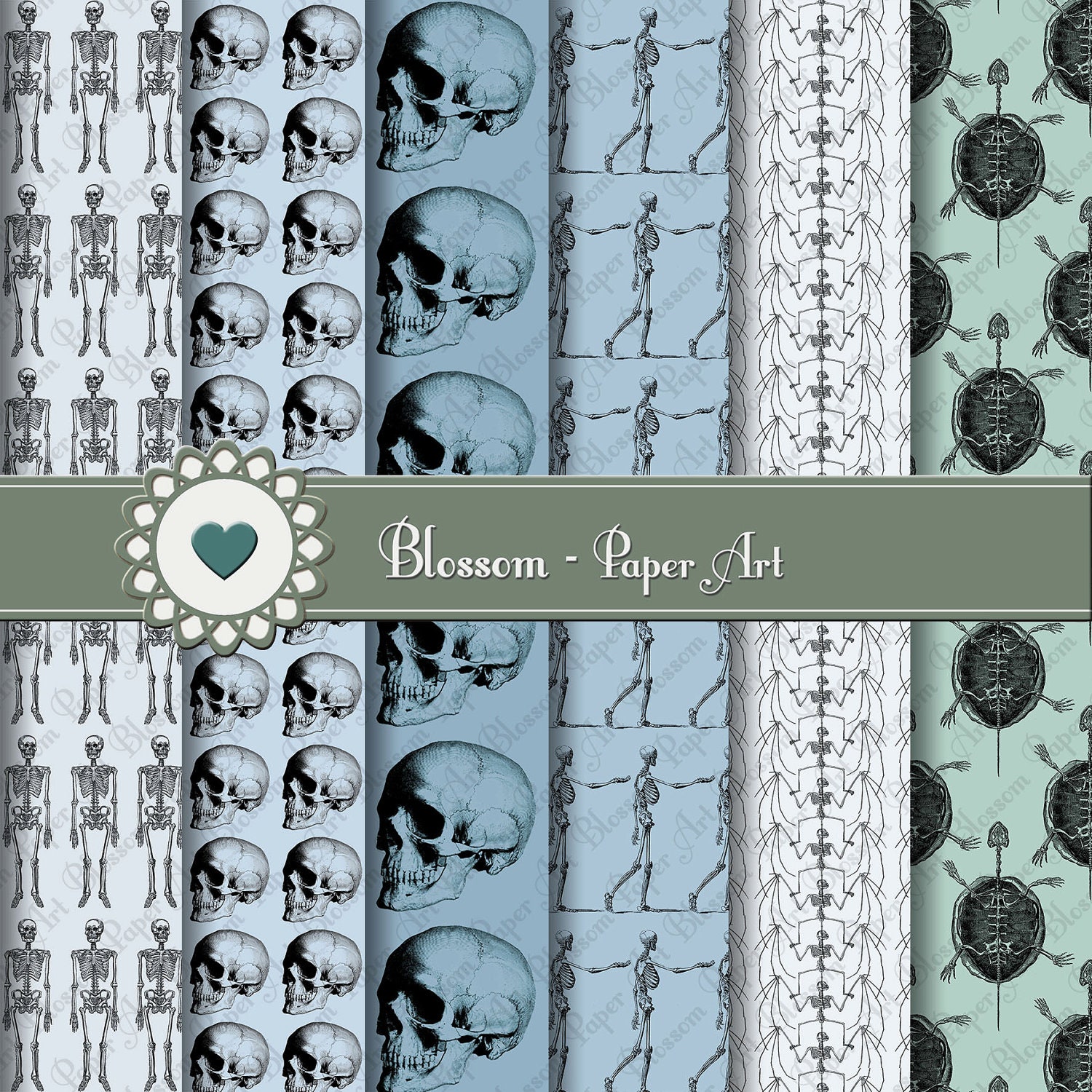 paper decoupage skulls Pack Digital Sheet Paper Skulls Collage Skeleton Scrapbooking