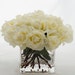 Large White Real Touch Rose Arrangement With Square Glass Vase