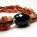 Multi strand statement necklace Black onyx necklace Rust peach gemstone necklace Gemstone jewelry Multistrand beaded jewelry