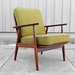 Danish Modern Mid Century Chartreuse Teak Framed Lounge Chair