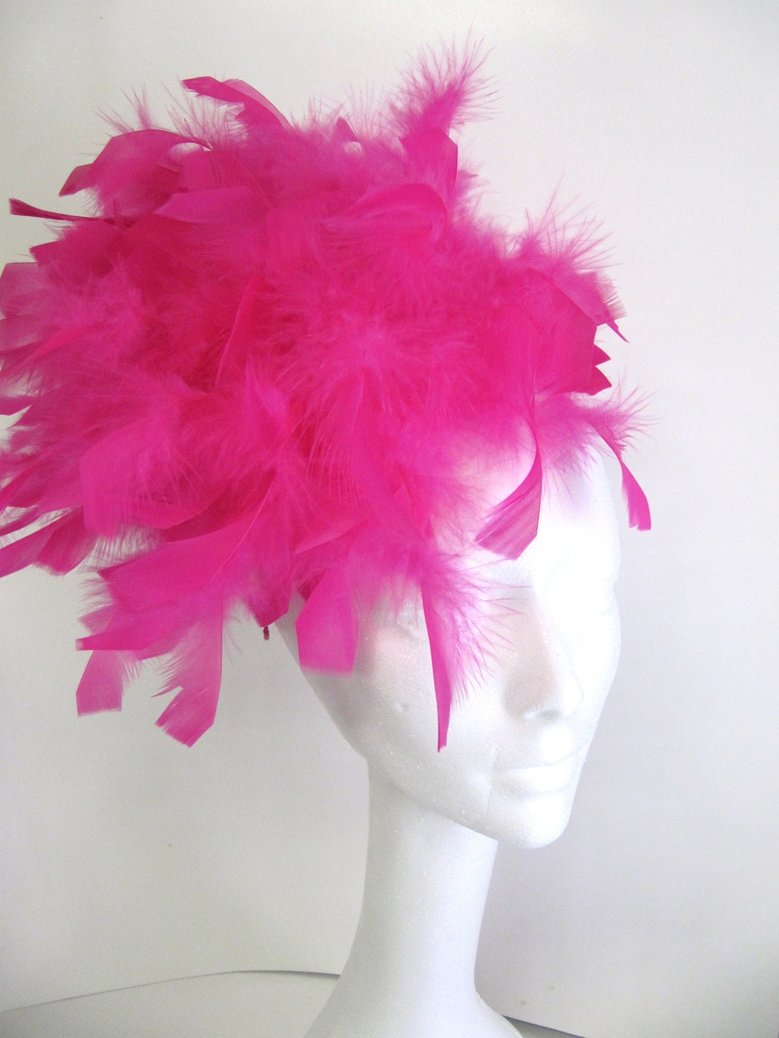 Feather Fascinator Hot Pink Feather Headpiece Pink Hat Hot