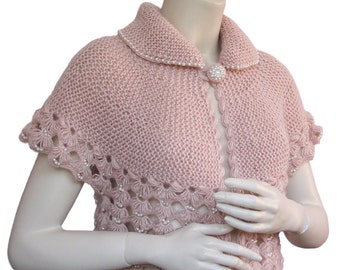 Hand knitter Bolero,Weddings Bolero,wedding bolero with pearl beads,Bridal Bolero,bridesmaid Bolero,bolero shrug,Bolero Jacket