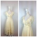 60s White Layered Chiffon Dress / Vintage Gown / Sleeveless / V Neck / Small