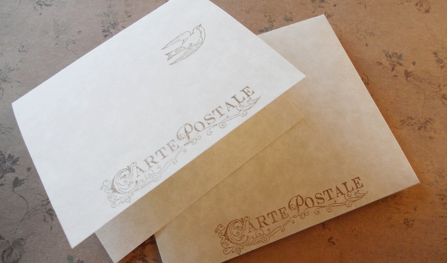 Parchment paper writing set hand stamped by PiccadillyStation