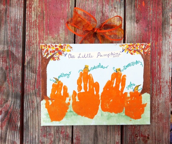 Items similar to Pumpkin Handprint Kid's Craft Kit 8x10 on Etsy