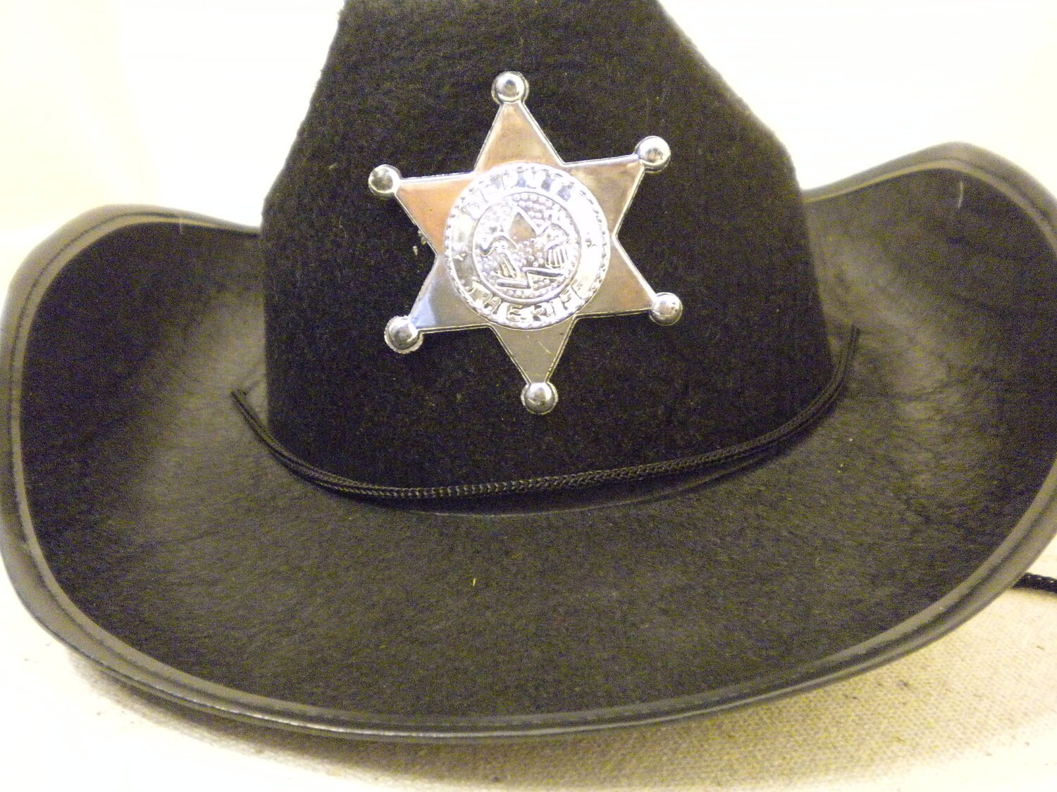 Black Cowboy Hat with Sheriff Badge Star