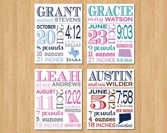 8x10, Custom Birth Print, Baby Announcement, Birth Announcement