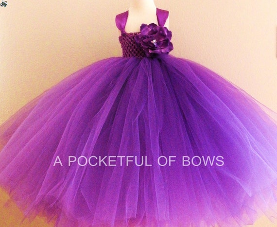 Purple Flower Girl Tutu Dress Toddler Formal Dress Long Tutu