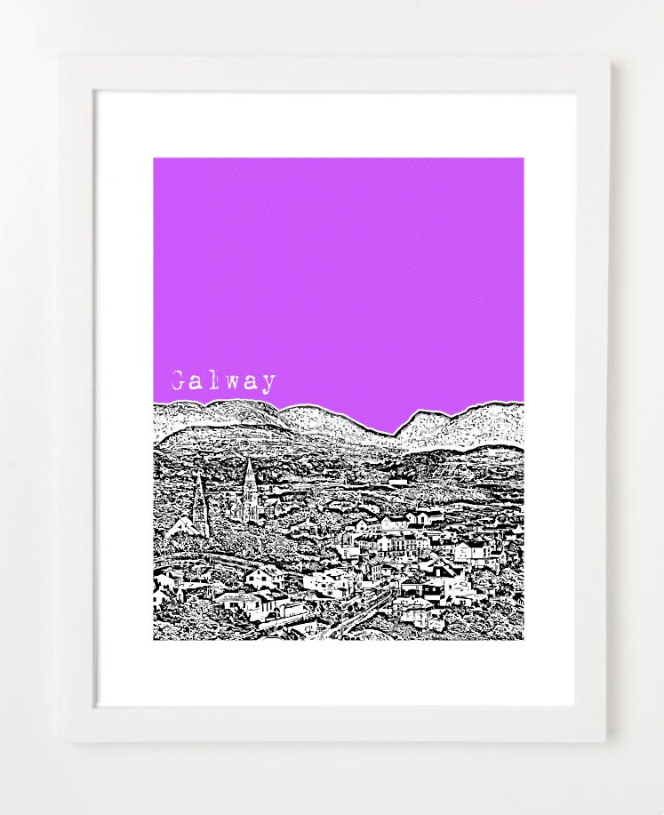 Galway Skyline Poster Ireland City Art Galway Ireland