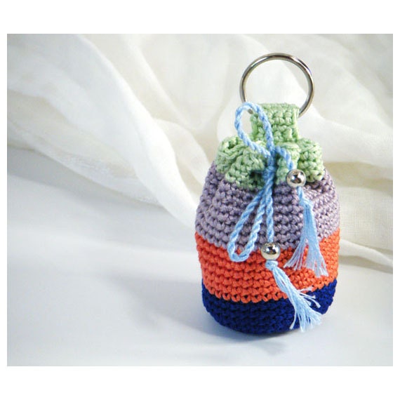 Mini Crocheted Key Chain Pouch Small Cotton Coin Purse Bag