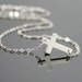 STERLING SILVER Sideways CROSS Necklace, Cross Silver Necklace, Matte Stardust Finish, Medium Sideways Cross.