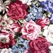 Dark Victorian Floral Fabric, Fat Quarter, Multicolor / pink / purple, 18" X 22" inches, 100% Cotton, For Victorian & Romantic Projects