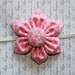 Coral Pink Flowered Fabric Baby Flower Headband, Newborn Headband, Baby Flower Headband, Baby Girl Flower Headband, Photography Prop
