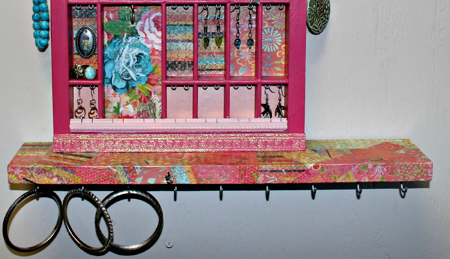 Pink Jewelry Organizer & Shelf. Earring by BizarreIntentions