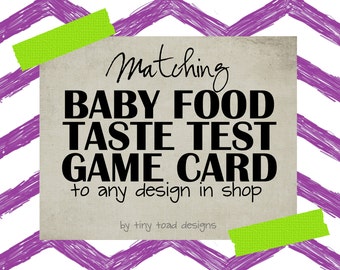 735 New baby shower game food tasting 461 Baby Food Taste Test Game Card to m atch any item by tiny toad designs   