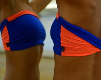 Bandeau in blue-orange for Bikram yoga