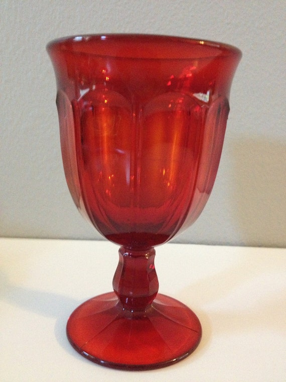 Vintage Ruby Red Goblet Glass